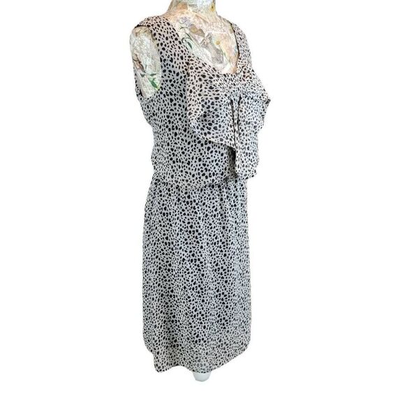 AGB Animal Leopard Spot Blouson Business Career Casual Flowy Comfy Dress - Picture 5 of 11